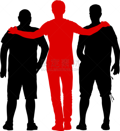 男人,黑色,三个物体,专业人员,摆拍,肖像,站,剪影,抱