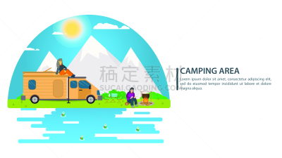 森林,扁平化设计,山,自然,夏令营,概念,人,露营,设计,度假