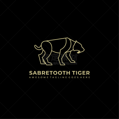 logo saber tooth line art style
