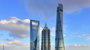  延时(缩放) 上海三座标志性摩天大楼