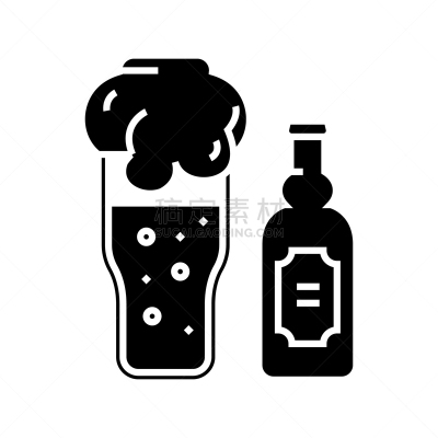 绘画插图,符号,概念,计算机图标,矢量,标志,平坦的,黑色,啤酒杯,饮料