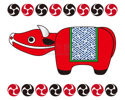 母牛,绘画插图,日本,小雕像,矢量,可爱的,华丽的,纸玩偶,新年前夕,食品