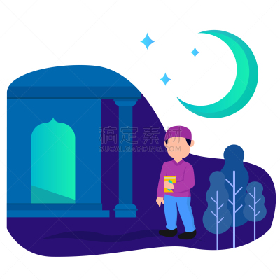 斋月,扁平化设计,传统,商务,女人,现代,群众,剪影