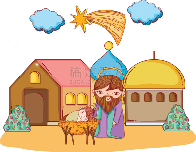 耶稣降生,动画片,传统,家庭,白茄子,拿着,谷仓,Balthazaar