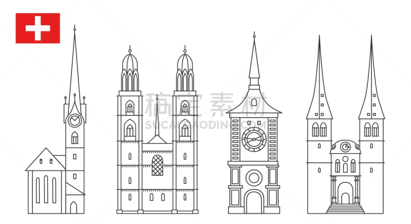 轮廓,瑞士,国际著名景点,时尚,旅行者,非都市风光,古老的,名声,布置