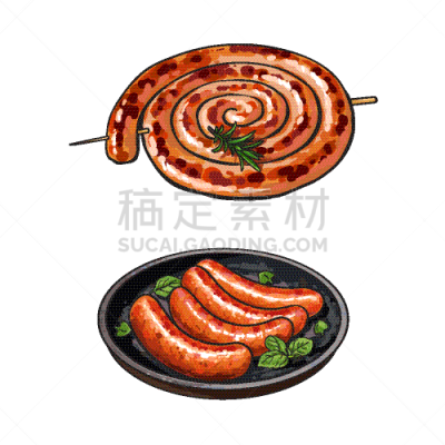 香肠,清新,长的,短的,格子烤肉,分离着色,白色,传统,热,肉