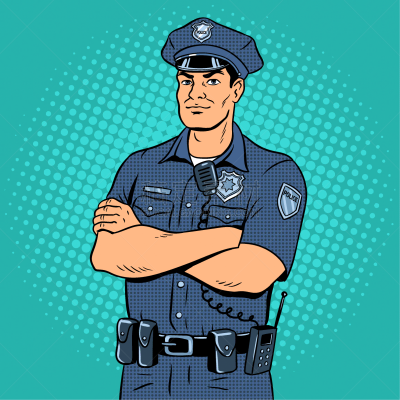 警官,波普风,分离着色,制服,华丽的,人,男人,概念,彩色背景,漫画书