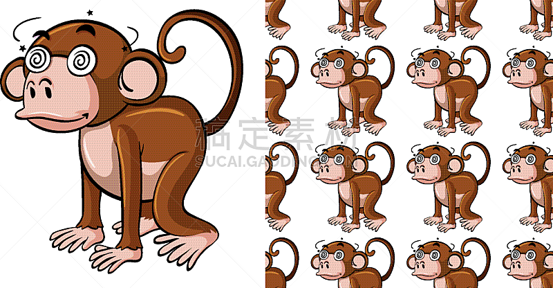 seamless background design with dizzy monkey