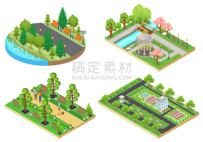 公园,绿色,动画片,三维图形,时尚,城市,华丽的,长椅,环境,巷