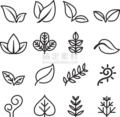 草本,素食,叶子,细的,图标集,分界线,分离着色,蕨类,蔬菜,自然
