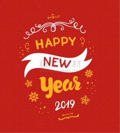 2019,新年前夕,可爱的,华丽的,传统,单词,信函,品牌名称,问候