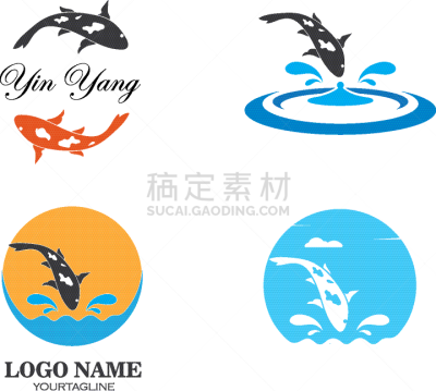 品牌名称,锦鲤,鱼类,阴阳符,饲养员,模板,自然美,动物,流动