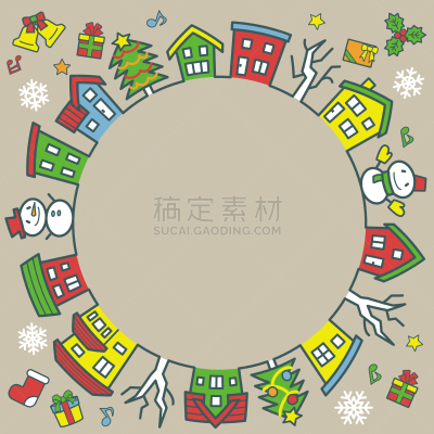 线条画,圆形,卡其布,房屋,彩色图片,背景聚焦,华丽的,线条,城镇景观