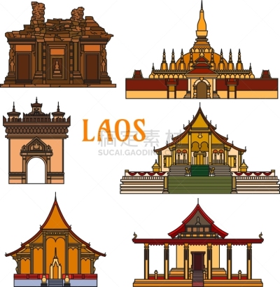 老挝,著名景点,亚洲,城镇,图像,矢量,塔銮,建筑