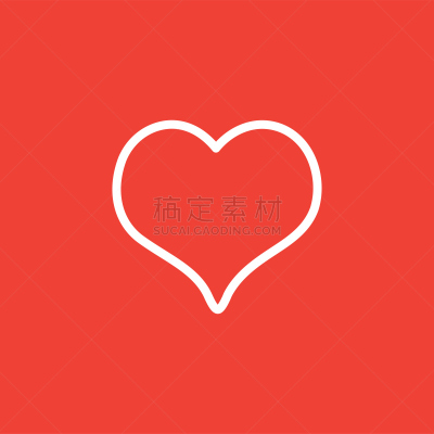 绘画插图,扁平化设计,红色,心型,线图标,红色背景,矢量,假日别墅,热情,婚姻