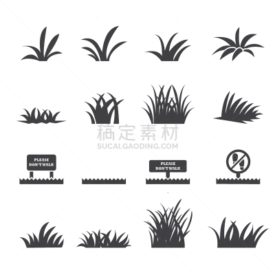 草,图标集,自然,草本,图像,公园,叶子,矢量,田地,剪影