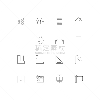 建筑业,直的,计算机图标,建筑体,商店,矢量,三角板,标志,树