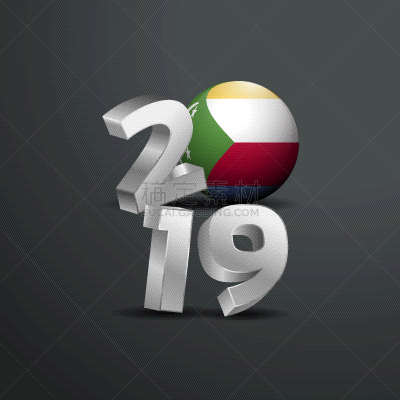 2019,科摩罗,字体,新的,幸福,银色,白色,白昼,问候