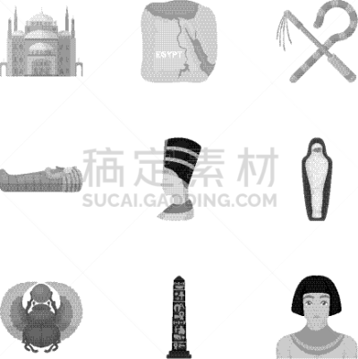 巨大的,古埃及文明,分离着色,木乃伊化的,图像,法老,路易斯十六世,圣甲虫,埃及,收集