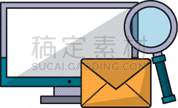 计算机,信封,放大镜,商务,小型放大镜,技术,图像,现代,移动式,沟通