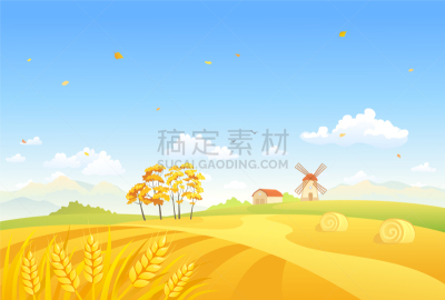 秋天,田地,风车,农业,自然,季节,风景,风,云,图像