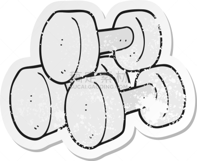 标签,哑铃,仿旧磨损的效果,漫画,可爱的,传统,奇异的,图像,矢量,1980