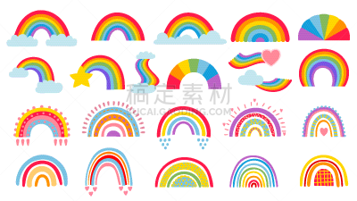 心型,云,彩虹,拱门,矢量,多色的,卡通,绘画插图,尾巴,彩色图片