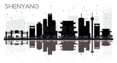 沈阳,城市天际线,黑白图片,旅途,商务,建筑,天空,都市风景,剪影