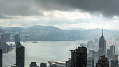 时差 香港高视大厦下雨