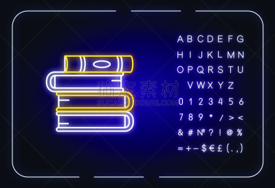 矢量,标志,计算机图标,绘画插图,书,叠,数字,字母,霓虹灯,教育