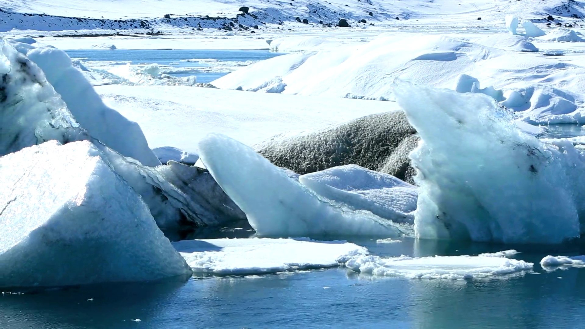 全球变暖在冰川泻湖Jokulsarlon，延时摄影