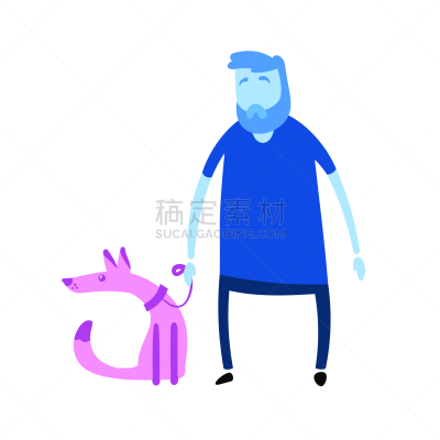 狗,矢量,绘画插图,卡通,男人,平坦的,计算机图标,家畜,概念,设计