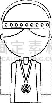 女人,性格,嬉皮士,可爱的,人,图像,头发,矢量,复古