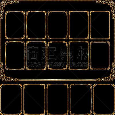创造力,华丽的,长方形,黄金,图像,古董,矢量,装饰,复古,剪影