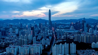 黄昏到夜晚深圳的延时摄影