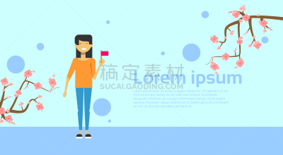 拿着,亚洲,雌性动物,在上面,留白,夏天,粉色,概念,自然美