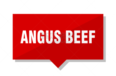 红色,阿伯丁安格斯牛,牛肉,标签,分离着色,对话气泡框,忠告,白色背景,剥皮器,演讲