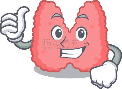 甲状腺,性格,翘起大拇指,卡通,时尚,甲状腺机能减退,生物学,可爱的,健康保健