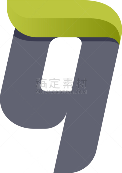 q letter eco logo with green leaf