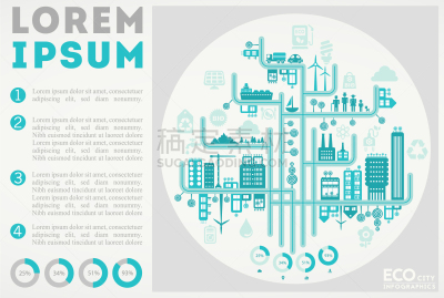 trendy abstract cityscape infographics with