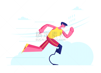 慢跑,腿,户外,绘画插图,男人,假肢,矢量,恢复,跑,截肢