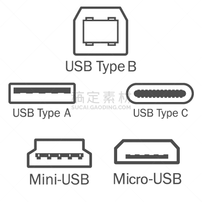 USB线,图标集,平坦的,轮廓,网线插头,数据,计算机,调制解调器,效率,联系