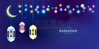 天空,夜晚,灯,绘画插图,斋月,传统节日