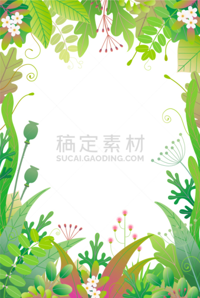 植物群,垂直画幅,绿色,花纹,边框,复活节,浪漫,简单,模板,草