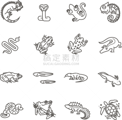 两栖纲,爬行纲,计算机图标,线条,轮廓,鸡尾酒,动物园,鳄鱼,图像,蛇