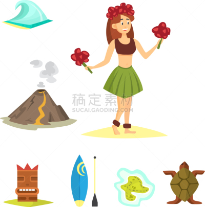 女人,图腾柱,提基,神,舞者,国际著名景点,夏威夷大岛,可爱的,自然美,复古