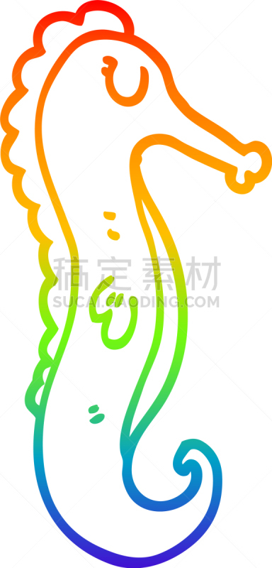海马,山,彩虹,铅笔画,图像,海洋,艺术,马,矢量,绘制