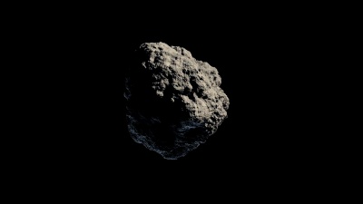 小行星或陨石在黑色背景上旋转
