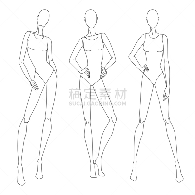 模板,位置,草图,女孩,矢量,女人,时尚,模型,画画