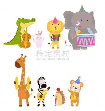 音乐,动物,垂直画幅,爵士乐,斑马,猴子,卡通,乐器,虎,狮子